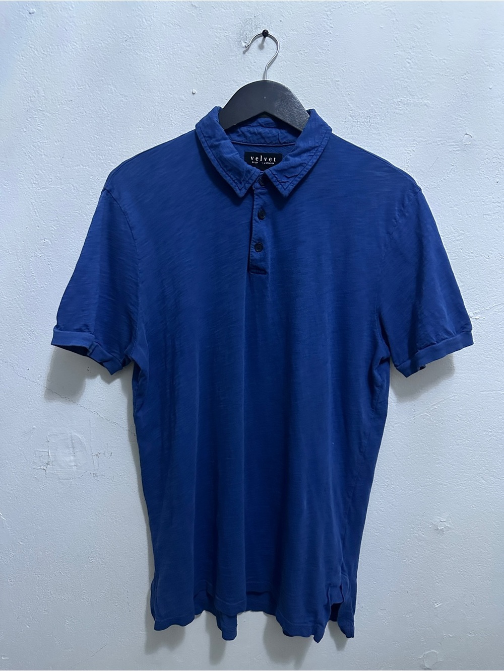 Velvet by Graham & Spencer Men’s M Blue Polo Shirt 100% Cotton Short Sleeve